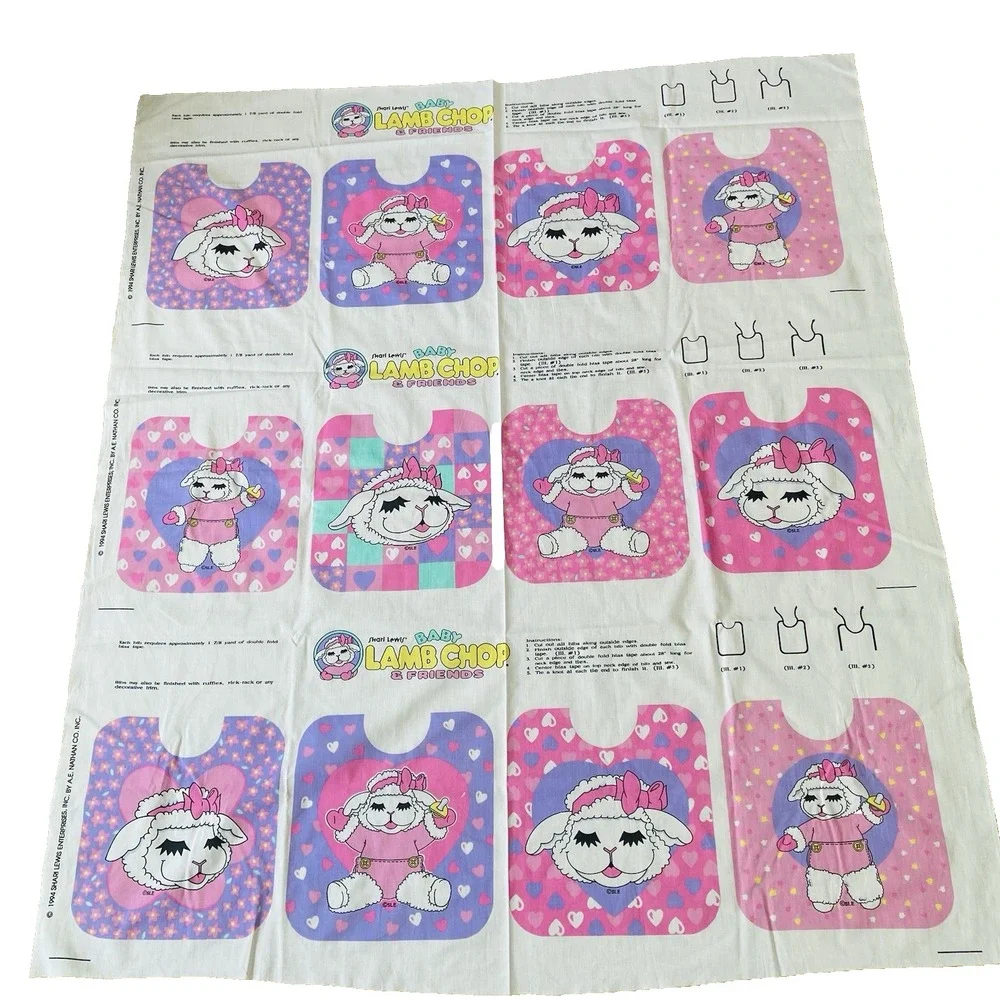 VTG 1994 Shari Lewis Enterprises Lamb Chop Material 12 Bib Pink Cutouts Craft